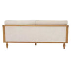 Divanetto 2 Posti Mid-Century - Ciniglia, Braccioli in Rattan, Gambe in Legno di Gomma