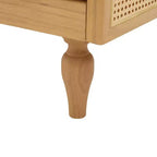 Divanetto 2 Posti Mid-Century - Ciniglia, Braccioli in Rattan, Gambe in Legno di Gomma