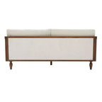 Divanetto 2 Posti Mid-Century - Ciniglia, Braccioli in Rattan, Gambe in Legno di Gomma