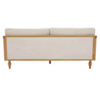 Divanetto 2 Posti Mid-Century - Ciniglia, Braccioli in Rattan, Gambe in Legno di Gomma