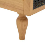 Divanetto 2 Posti Mid-Century - Ciniglia, Braccioli in Rattan, Gambe in Legno di Gomma