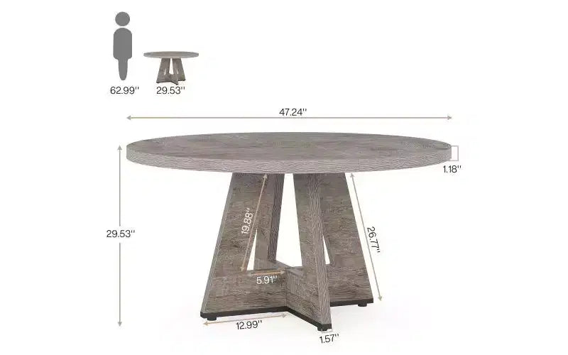 Tavolo da pranzo rotondo in legno da 47", per 4-6 persone, base a incrocio, marrone
