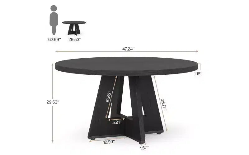 Tavolo da pranzo rotondo in legno da 47", per 4-6 persone, base a incrocio, marrone