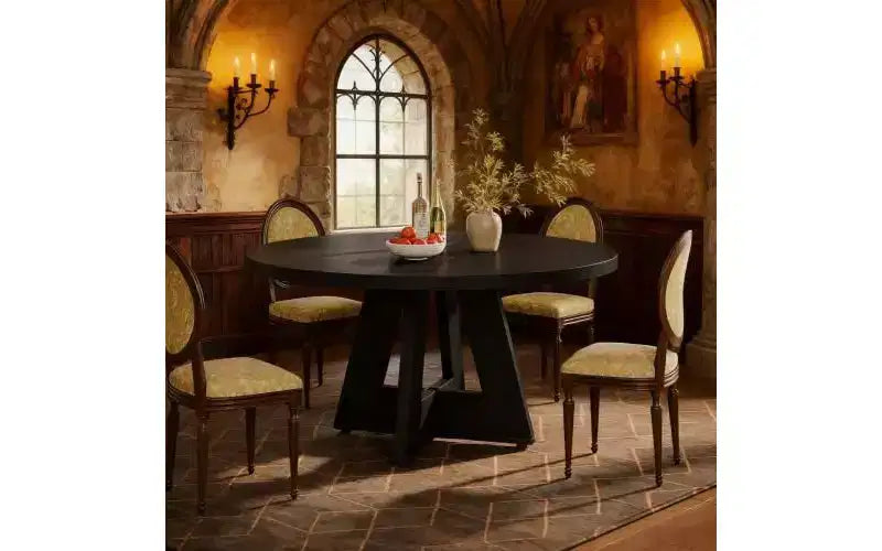 Tavolo da pranzo rotondo in legno da 47", per 4-6 persone, base a incrocio, marrone