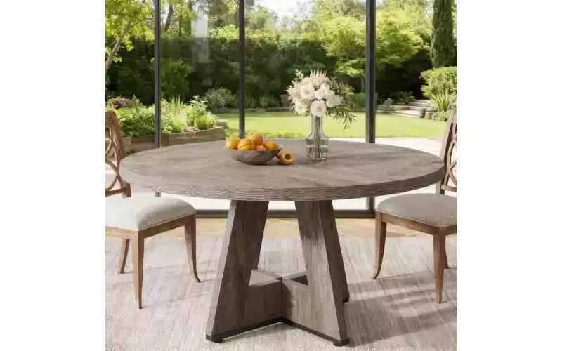 Tavolo da pranzo rotondo in legno da 47", per 4-6 persone, base a incrocio, marrone