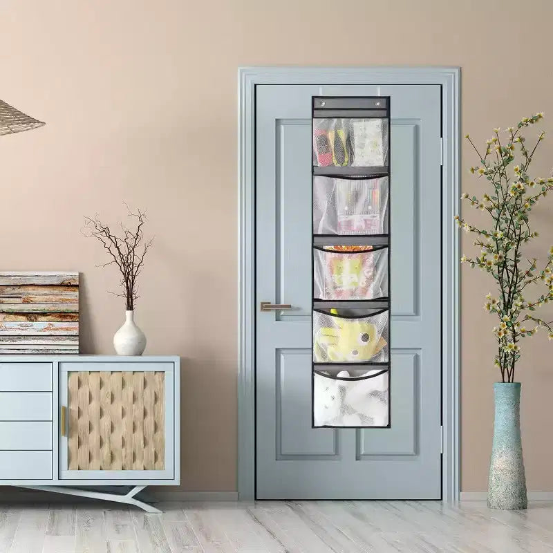 Organizzatore portaoggetti pensile a parete a 5 scomparti, in tessuto non tessuto, grigio