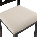 Sedie da pranzo con schienale a doghe in stile Modern Farmhouse con seduta in lino, set da 4, ardesia/crema, 113 kg