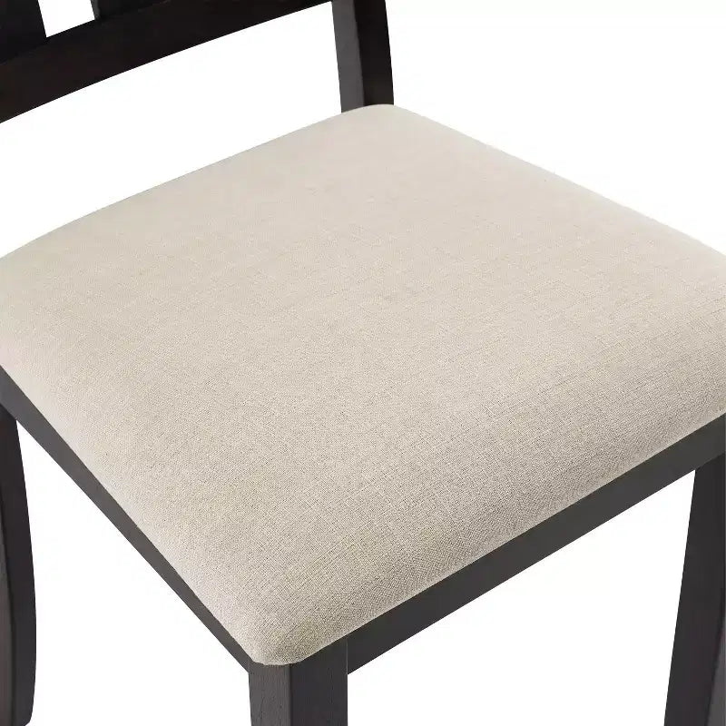Sedie da pranzo con schienale a doghe in stile Modern Farmhouse con seduta in lino, set da 4, ardesia/crema, 113 kg