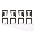 Sedie da pranzo con schienale a doghe in stile Modern Farmhouse con seduta in lino, set da 4, ardesia/crema, 113 kg