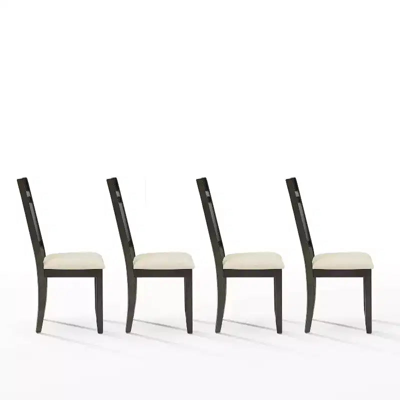 Sedie da pranzo con schienale a doghe in stile Modern Farmhouse con seduta in lino, set da 4, ardesia/crema, 113 kg