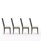 Sedie da pranzo con schienale a doghe in stile Modern Farmhouse con seduta in lino, set da 4, ardesia/crema, 113 kg
