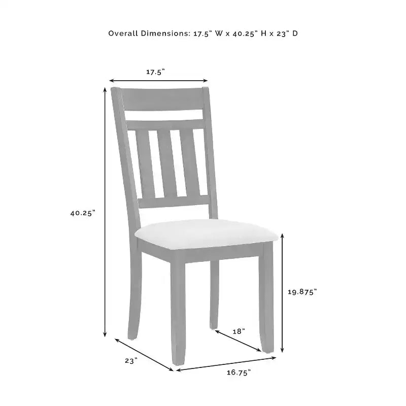 Sedie da pranzo con schienale a doghe in stile Modern Farmhouse con seduta in lino, set da 4, ardesia/crema, 113 kg