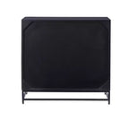 Powell Gordon Mobile a 3 cassetti in legno massiccio e canna naturale con gambe in metallo nero, colore nero: stile rustico moderno, superficie in mango