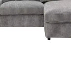 Divano angolare reversibile da 84", velluto a coste grigio, 6 cuscini, struttura in legno e compensato, 4 posti