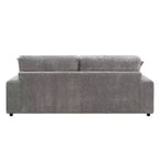 Divano angolare reversibile da 84", velluto a coste grigio, 6 cuscini, struttura in legno e compensato, 4 posti