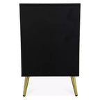 Comodino moderno nero con 2 cassetti - Legno MDF, Design minimalista