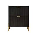 Festivo 2 Drawer Nightstand Black: Scandinavian Modern Style, MDF Construction, Includes Anti-Tip Hardware