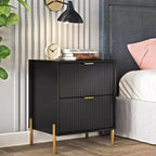 Comodino a 2 cassetti nero - Stile scandinavo moderno, MDF, antiribaltamento
