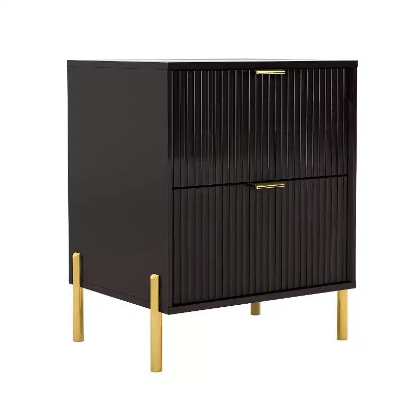 Comodino a 2 cassetti nero - Stile scandinavo moderno, MDF, antiribaltamento