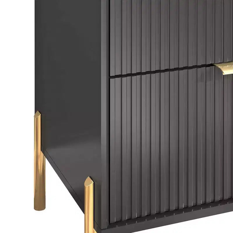 Comodino a 2 cassetti nero - Stile scandinavo moderno, MDF, antiribaltamento