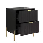 Comodino a 2 cassetti nero - Stile scandinavo moderno, MDF, antiribaltamento