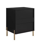 Comodino a 2 cassetti nero - Stile scandinavo moderno, MDF, antiribaltamento