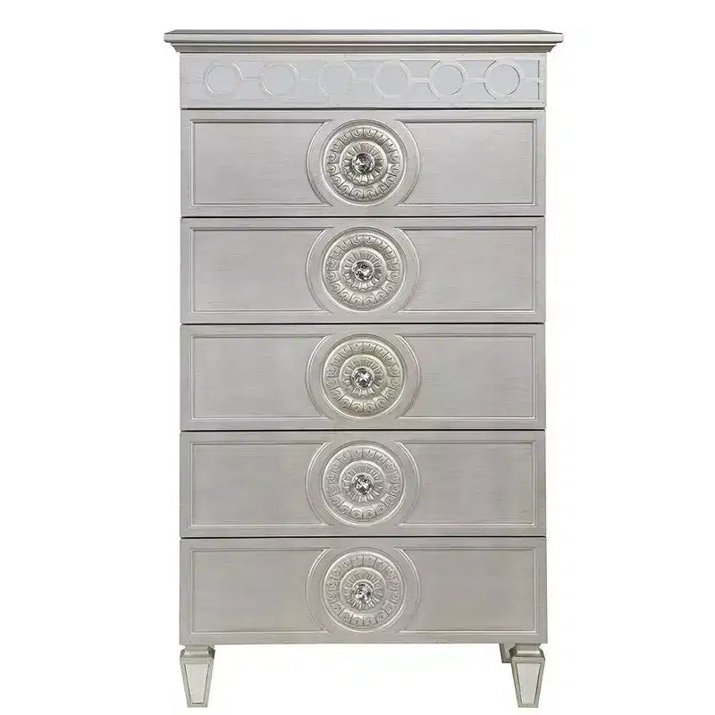 Cassettiera decorativa Varian da 31" con finitura argento e a specchio - Acme Furniture