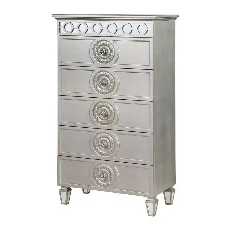 Cassettiera decorativa Varian da 31" con finitura argento e a specchio - Acme Furniture