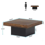 Tavolino quadrato in legno stile rustico con luci a LED, marrone/nero, 89 cm