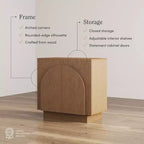 Mobile Contenitore ad Arco Stile Mid-Century, Impiallacciatura in Legno, 2 Ante, Ripiano Regolabile, 79 cm A x 79 cm L x 43 cm P