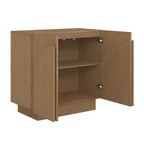 Mobile Contenitore ad Arco Stile Mid-Century, Impiallacciatura in Legno, 2 Ante, Ripiano Regolabile, 79 cm A x 79 cm L x 43 cm P
