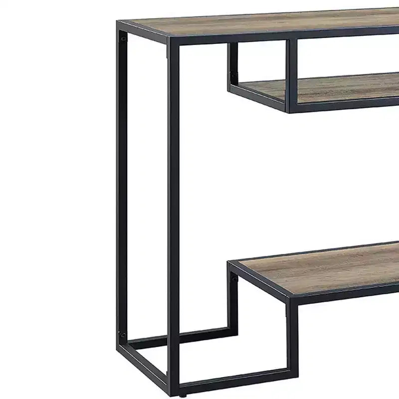 Tavolini consolle Idella da 48" in rovere rustico e nero - Acme Furniture: ripiano fisso, struttura in metallo, nessun montaggio richiesto