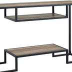 Tavolini consolle Idella da 48" in rovere rustico e nero - Acme Furniture: ripiano fisso, struttura in metallo, nessun montaggio richiesto