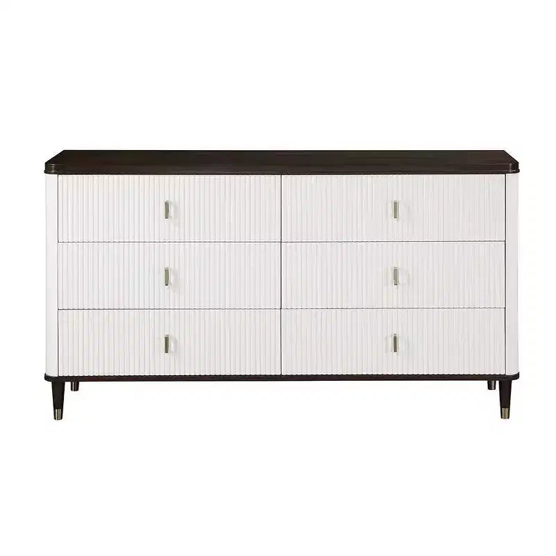 Acme Furniture 66.5" Cassettiera decorativa Carena bianca e marrone: 5 cassetti in legno composito, nessun assemblaggio richiesto