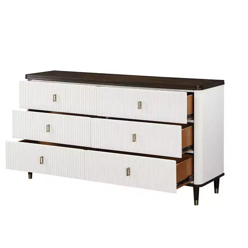 Acme Furniture 66.5" Cassettiera decorativa Carena bianca e marrone: 5 cassetti in legno composito, nessun assemblaggio richiesto