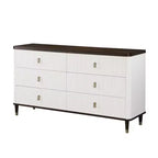 Acme Furniture 66.5" Cassettiera decorativa Carena bianca e marrone: 5 cassetti in legno composito, nessun assemblaggio richiesto