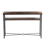 Consolle stretta da 48", piano in acacia massello, gambe in ferro industriale, stile rustico-country, finitura grigia