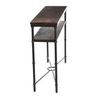 Consolle stretta da 48", piano in acacia massello, gambe in ferro industriale, stile rustico-country, finitura grigia