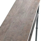 Consolle stretta da 48", piano in acacia massello, gambe in ferro industriale, stile rustico-country, finitura grigia