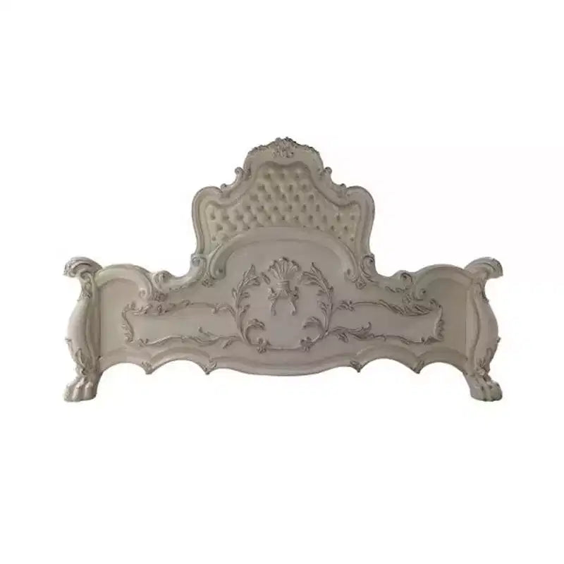 Acme Furniture Letto California King 97" Dresden in Pelle Sintetica e Finitura Bianco Osso: Stile Rococò, Ampia Dimensione, Design Camelback