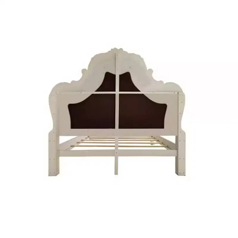 Acme Furniture Letto California King 97" Dresden in Pelle Sintetica e Finitura Bianco Osso: Stile Rococò, Ampia Dimensione, Design Camelback