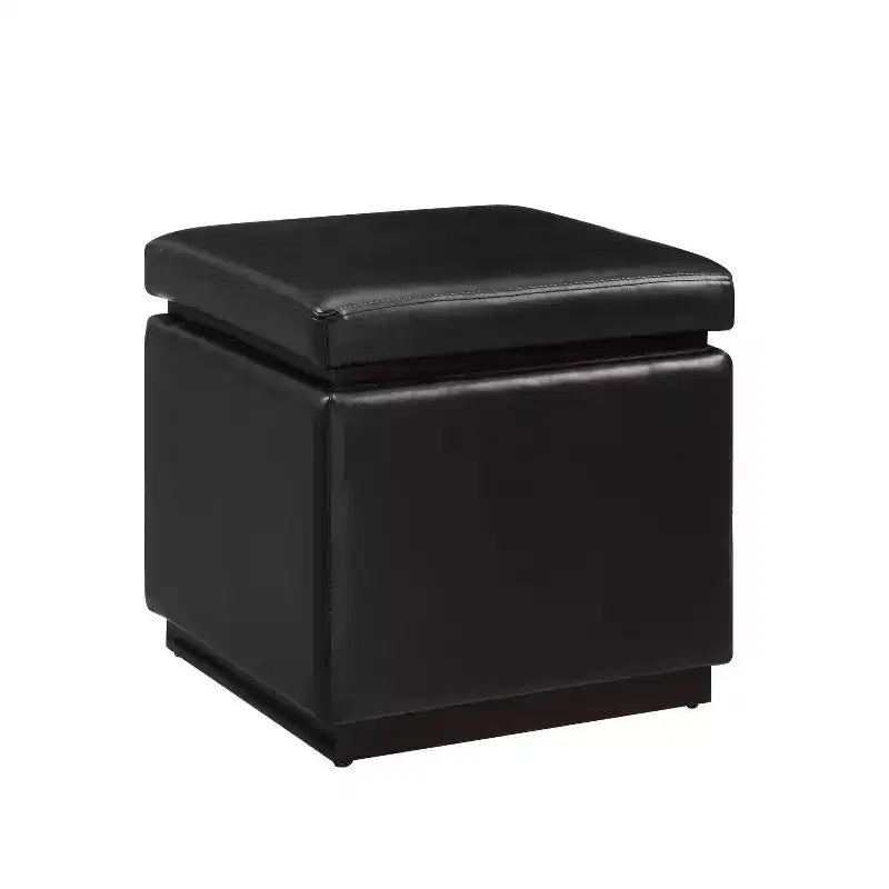Pouf Contenitore Quadrato da 18", Similpelle, 90 kg, Imbottitura in Schiuma, Struttura in Legno, Nessun Montaggio