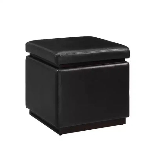 Pouf Contenitore Quadrato da 18", Similpelle, 90 kg, Imbottitura in Schiuma, Struttura in Legno, Nessun Montaggio