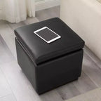 Pouf Contenitore Quadrato da 18", Similpelle, 90 kg, Imbottitura in Schiuma, Struttura in Legno, Nessun Montaggio