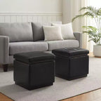 Pouf Contenitore Quadrato da 18", Similpelle, 90 kg, Imbottitura in Schiuma, Struttura in Legno, Nessun Montaggio