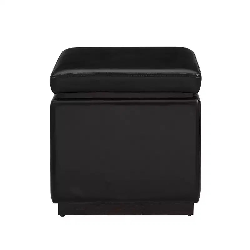 Pouf Contenitore Quadrato da 18", Similpelle, 90 kg, Imbottitura in Schiuma, Struttura in Legno, Nessun Montaggio