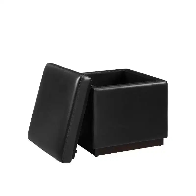 Pouf Contenitore Quadrato da 18", Similpelle, 90 kg, Imbottitura in Schiuma, Struttura in Legno, Nessun Montaggio