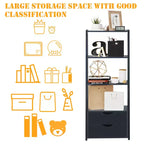 Libreria a Scala a 4 Livelli con 2 Cassetti, Anti-Ribaltamento, MDF, 10 kg/Ripiano, Bianco & Naturale o Nero