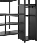 Letto a soppalco in metallo full-size con scrivania, scala portaoggetti e piccolo armadio ModernLuxe