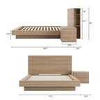 Set camera da letto matrimoniale 3 pezzi, letto a piattaforma + testiera + comodino, senza base a molle, 1 anno di garanzia